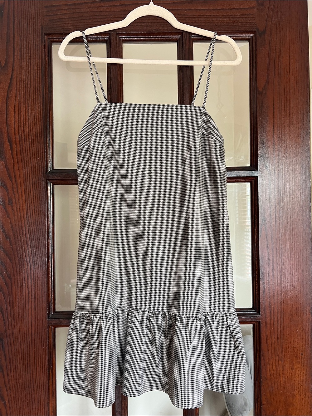 Maeve Anthropologie NWT!!Spaghetti Strap Gingham Mini Dress in Black & White